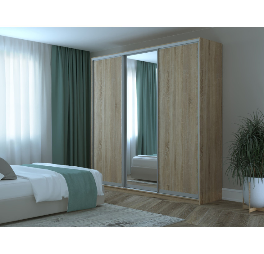 Шкаф купе Doros Сити 24 Дуб Cонома 2 ДСП / 1 Зеркало 238х60х240 (42002078)