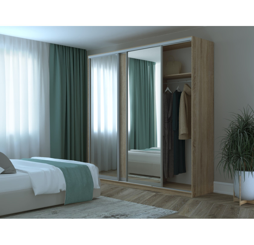 Шафа купе Doros Сіті 24 Дуб Cонома 1 ДСП / 2 Дзеркала 238х60х240 (42002071)