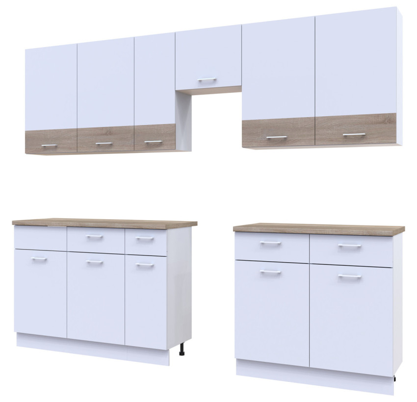 Кухня Лея Doros 3.4 м Белый/Дуб Сонома ДСП 340х60х250 (81000007)