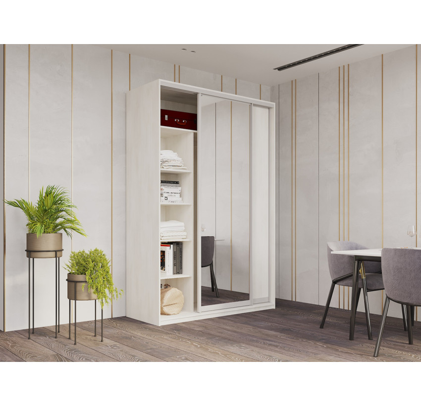 Шкаф купе Doros Сити Лайт Белое дерево 1 ДСП / 1 Зеркало 150х60х225 (42002062)