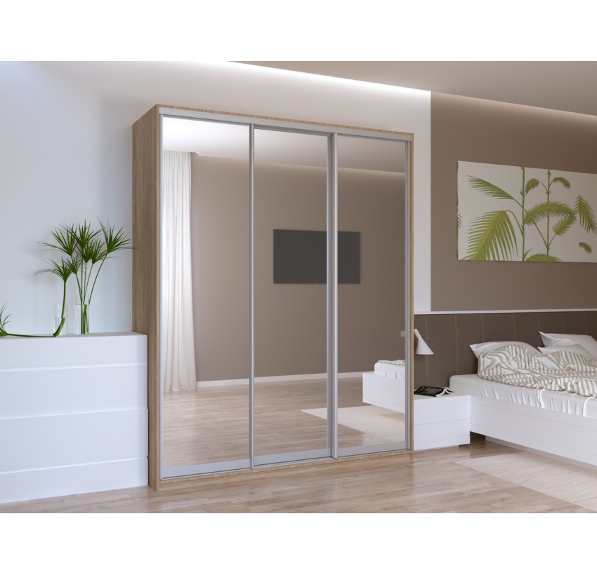 Шафа купе Doros Сіті Лайт Дуб Cонома 3 Дзеркала 180х60х225 (42002057)