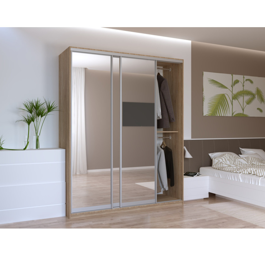 Шкаф купе Doros Сити Лайт Дуб Cонома 3 Зеркала 180х60х225 (42002057)