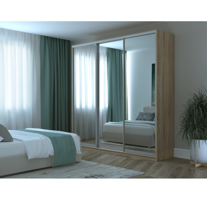 Шкаф купе Doros Сити 24 Дуб Cонома 3 Зеркала 238х60х240 (42002079)