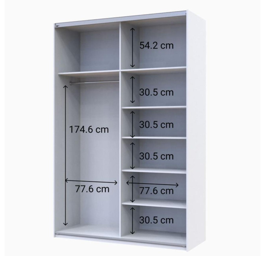 Шкаф купе Doros G-Caiser Белый Дуб Эвок 1 ДСП/1 зеркало 160х60х240 (42005071)