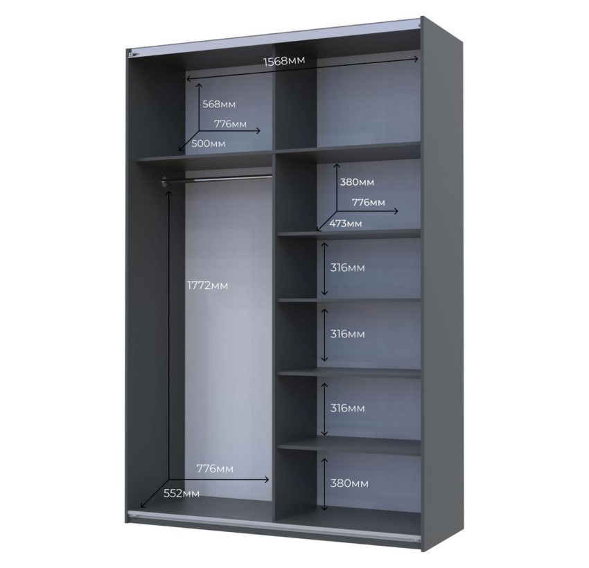 Шкаф купе Doros G-Caiser Графит Графит 2 ДСП 160х60х240 (42005085)