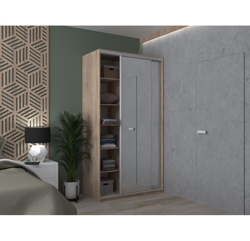 Шкаф купе Doros Сити Лайт Дуб Cонома 2 Зеркала 120х60х225 (42002036)