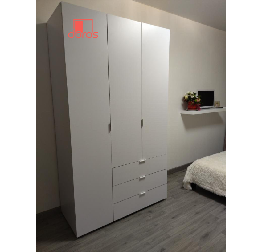 Розпашна Шафа для одягу Doros Гелар Білий 3 ДСП 116,2х49,5х203,4 (80397641)