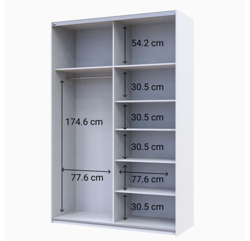 Шкаф купе Doros G-Caiser Белый Графит 1 ДСП / 1 зеркало / 3 части 160х60х240 (42005086)