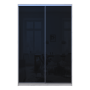 Шкаф купе Сити Лайт Слим Белое Дерево Стекло Черное 150х60х225 (44900302)