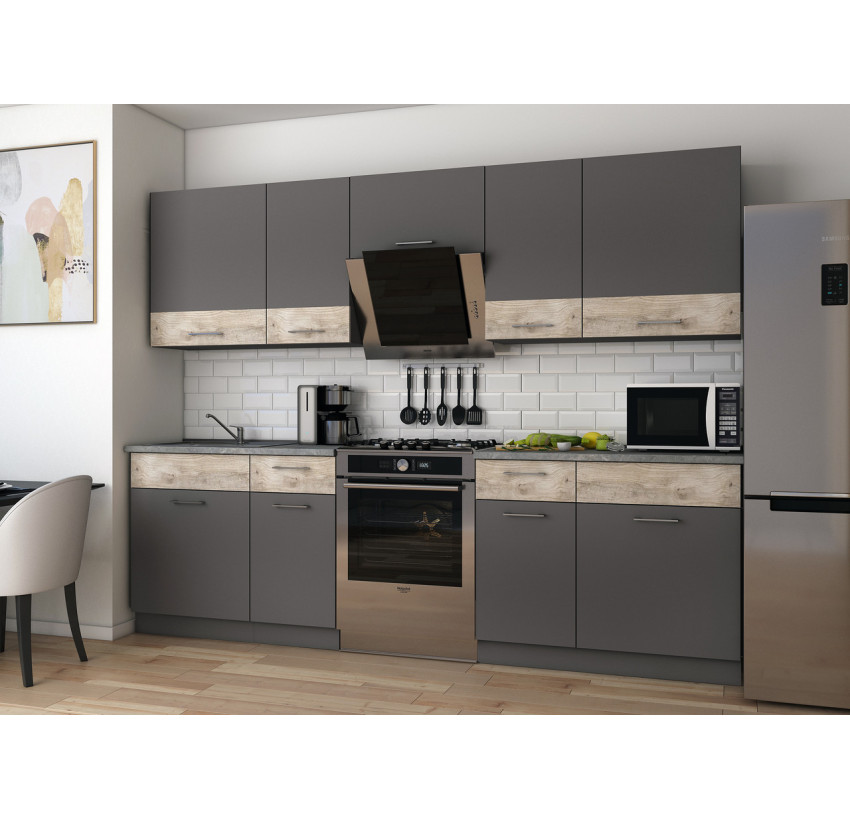 Кухня Лея Doros 2.6 м Графит/Клондайк ДСП 260х60х250 (81000013)