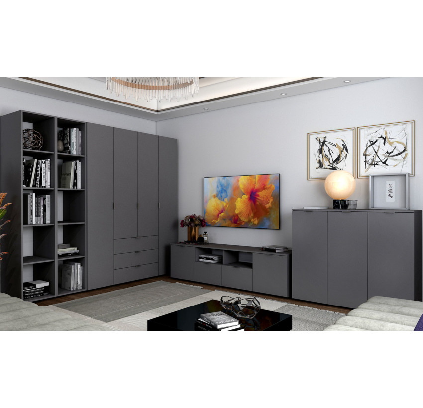 Комод Doros Рон 4 Графит 2 фасада 2 ящика 180х38х50 (44900234)