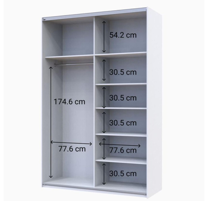 Шкаф купе Doros G-Caiser Белый Графит 2 ДСП/3 части 160х60х240 (42005087)