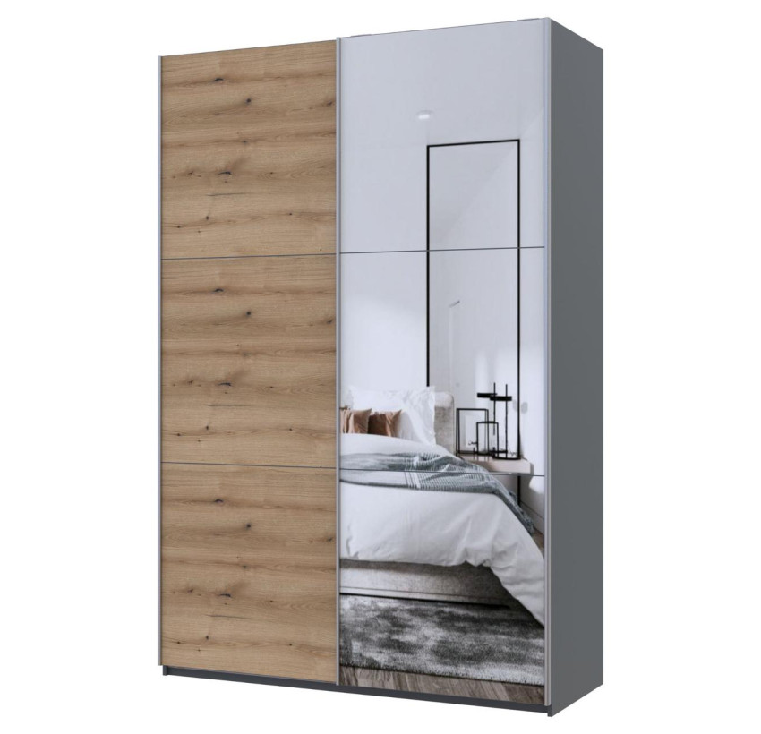 Шафа купе Doros G-Caiser Графіт Дуб Евок 1 ДСП / 1 Дзеркало 160х60х240 (42005072)