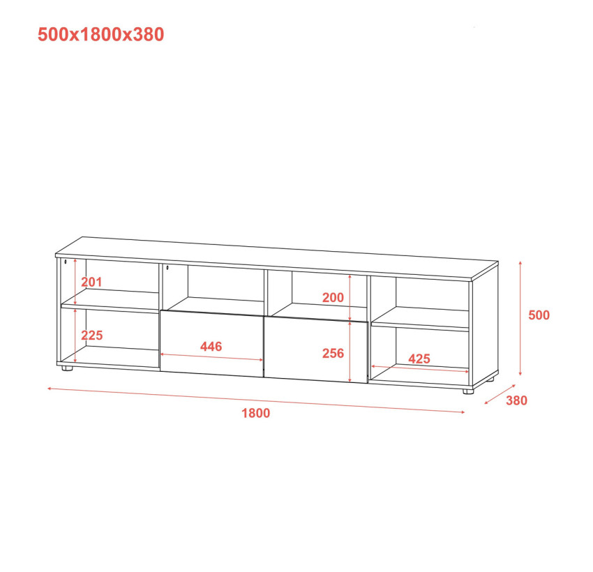 Комод Doros Рон 4 Графит 2 фасада 2 ящика 180х38х50 (44900234)