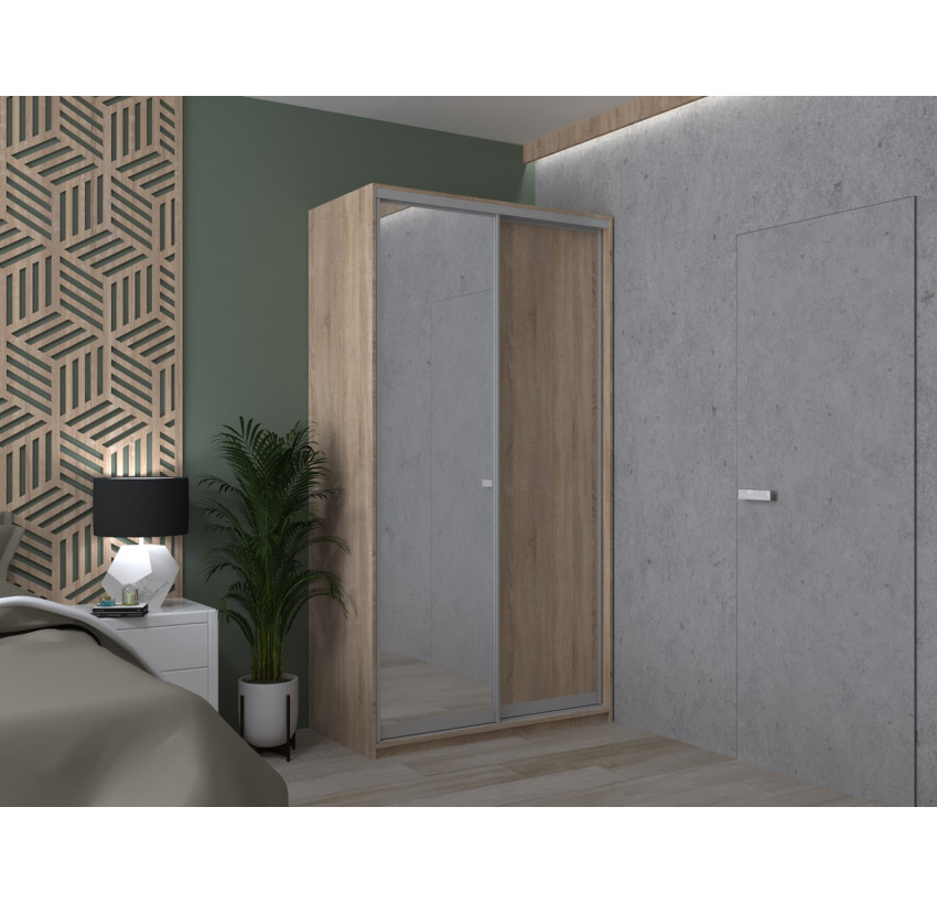 Шкаф купе Doros Сити Лайт Дуб Cонома 1 ДСП / 1 Зеркало 120х45х225 (42002033)