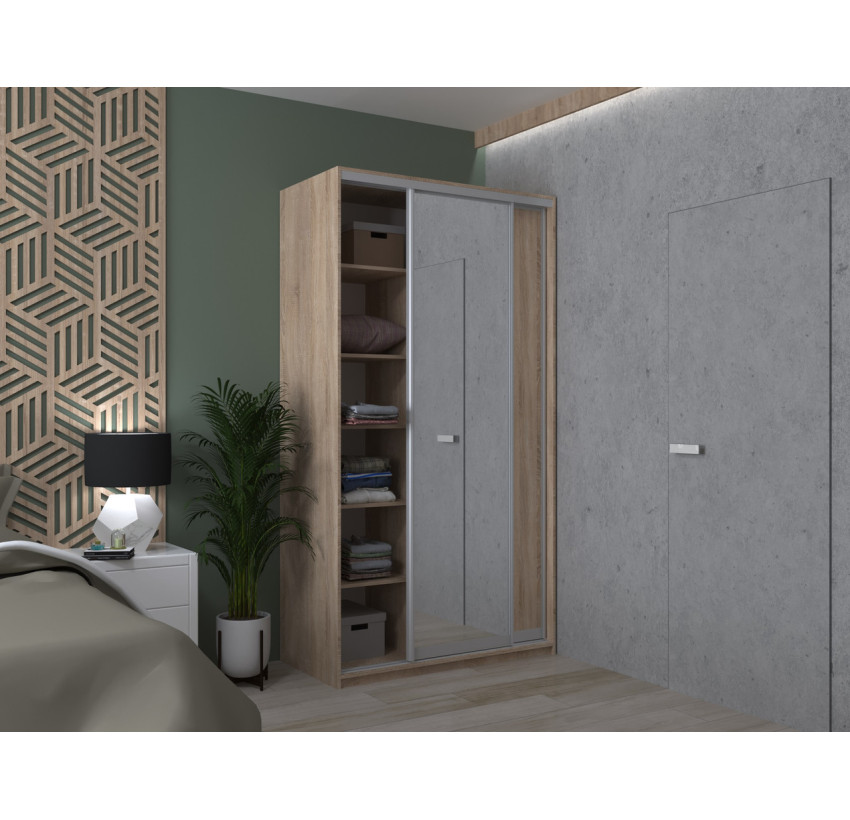 Шкаф купе Doros Сити Лайт Дуб Cонома 1 ДСП / 1 Зеркало 120х45х225 (42002033)