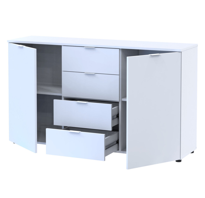 Комод Doros Рон 5 Белый 2 фасада 4 ящика 140х38х81 (44900223)