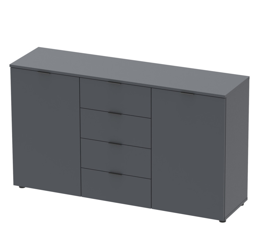 Комод Doros Рон 5 Графіт 2 фасади 4 шухляди 140х38х81 (44900235)