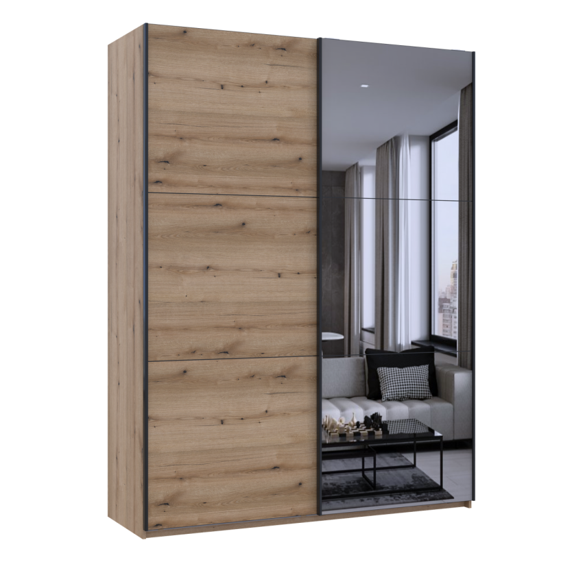 Шкаф купе Doros G-Caiser Дуб Эвок 1 ДСП / 1 зеркало / 3 части 180х60х240 (80737749)