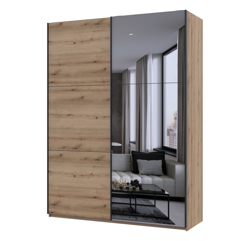 Шкаф купе Doros G-Caiser Дуб Эвок 1 ДСП / 1 зеркало / 3 части 180х60х240 (80737749)