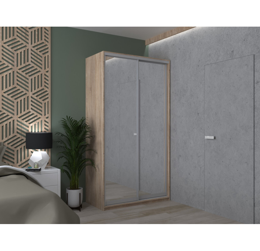 Шкаф купе Doros Сити Лайт Дуб Cонома 2 Зеркала 120х45х225 (44900068)