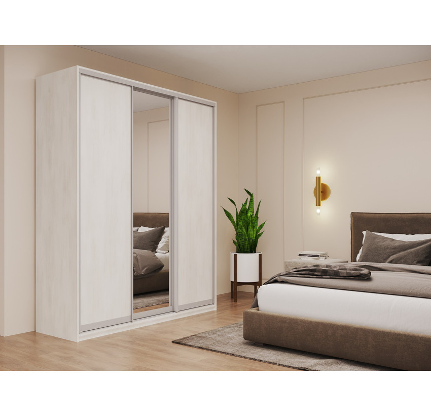 Шафа купе Doros Сіті Лайт Біле дерево 2 ДСП / 1 Дзеркало 180х60х225 (42002046)