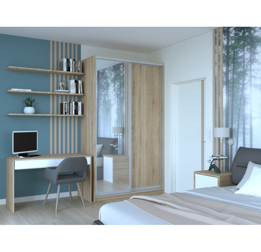 Шкаф купе Doros Сити 24 Дуб Cонома 1 ДСП / 1 Зеркало 140х60х240 (42002072)