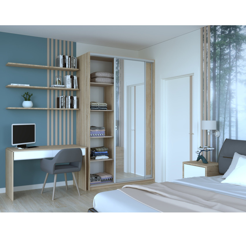 Шкаф купе Doros Сити 24 Дуб Cонома 1 ДСП / 1 Зеркало 140х60х240 (42002072)