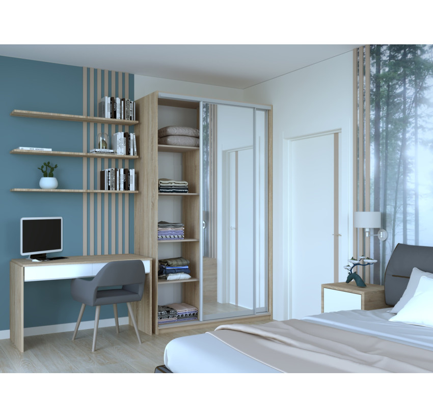 Шкаф купе Doros Сити 24 Дуб Cонома 2 Зеркала 140х60х240 (42002073)