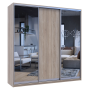 Шкаф купе Doros Сити Лайт Дуб сонома 1 ДСП/2 зеркала 225х60х225 (42002136)