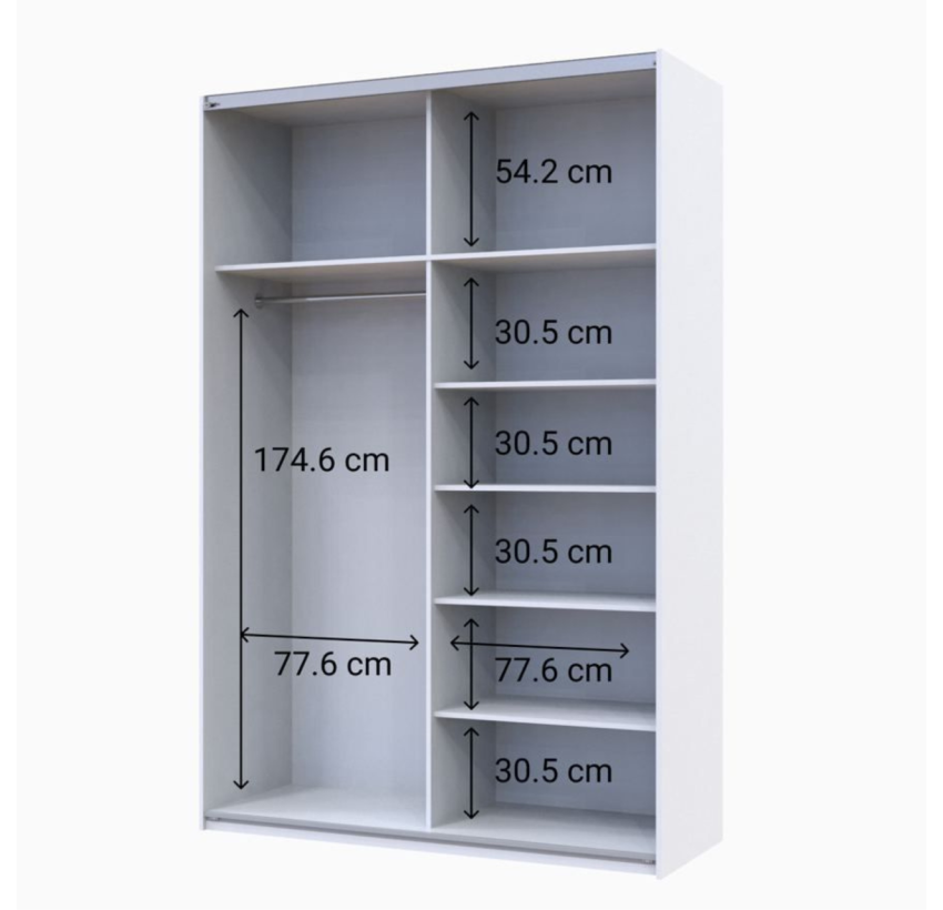 Шкаф купе Doros G-Caiser Белый 1 ДСП / 1 Зеркало / 3 части 160х60х240 (42002103)