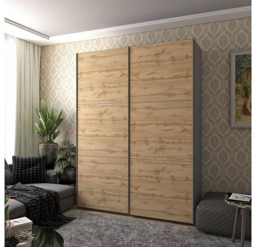 Шкаф-купе Doros G-Caiser Графит / Дуб Эвок 2 ДСП / 3 части 180х60х240 (42005014)