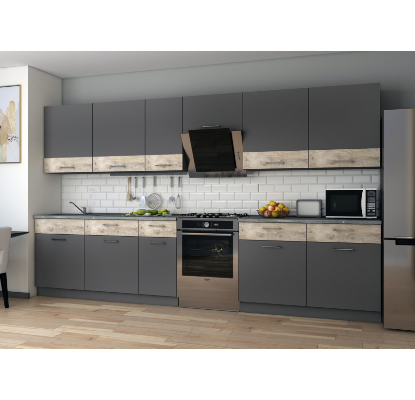 Кухня Лея Doros 3.4 м Графит/Клондайк ДСП 340х60х250 (81000011)