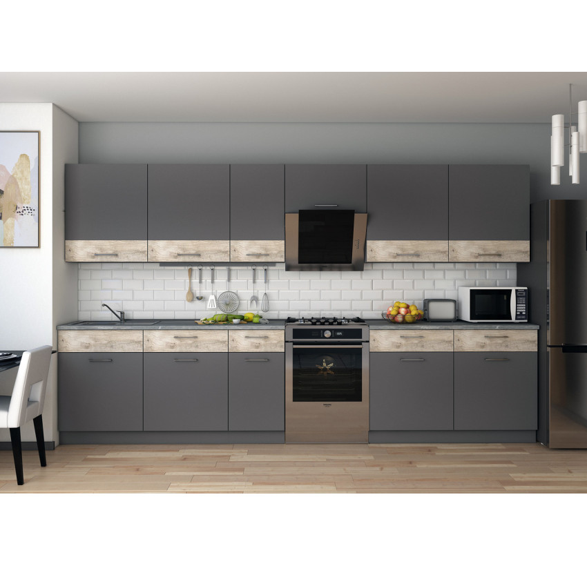 Кухня Лея Doros 3.4 м Графит/Клондайк ДСП 340х60х250 (81000011)