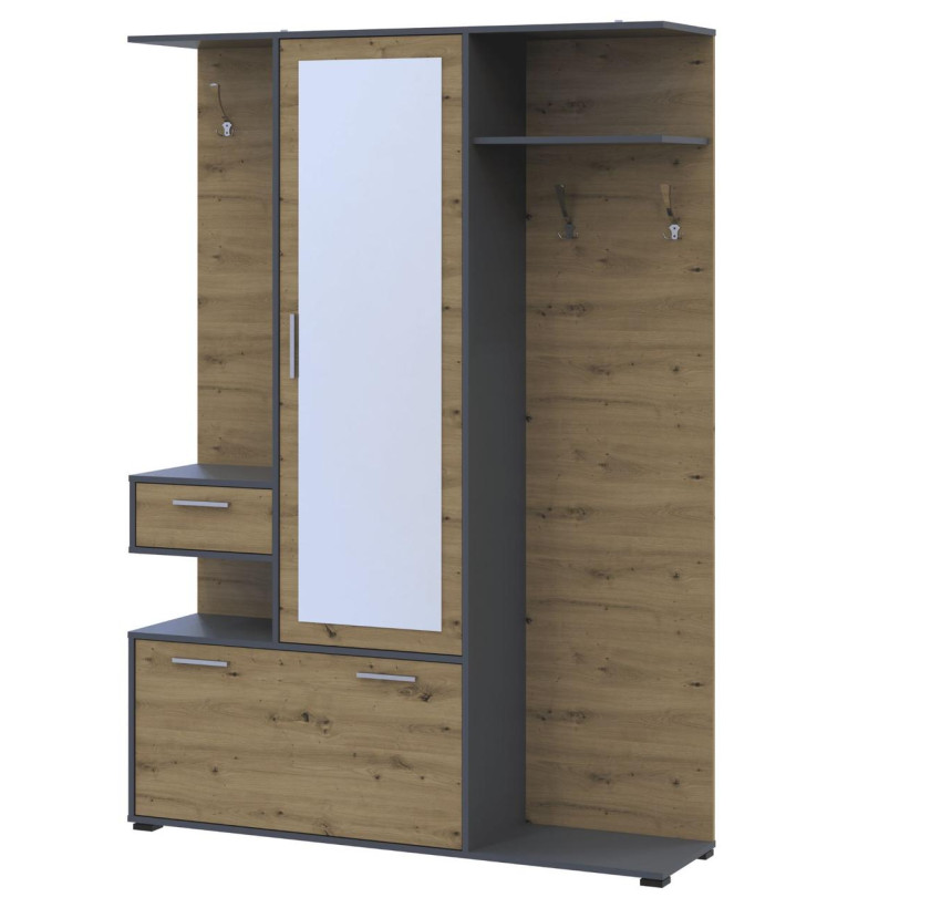 Прихожая Doros Финч Графит / Дуб Артизан 145х37х202 (44900220)