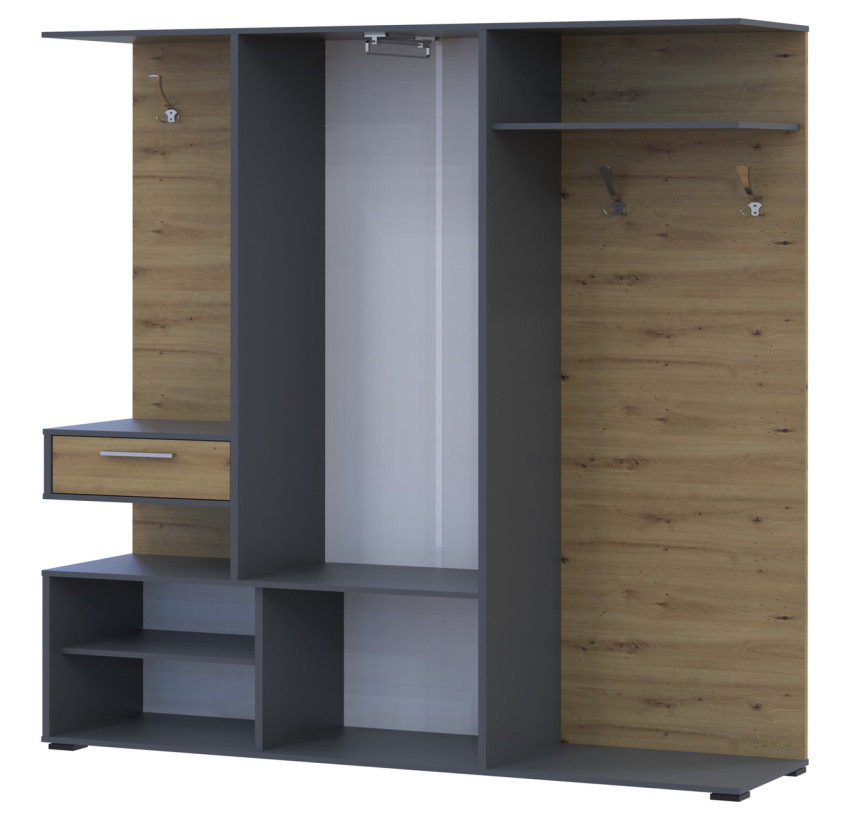 Прихожая Doros Финч Графит / Дуб Артизан 145х37х202 (44900220)