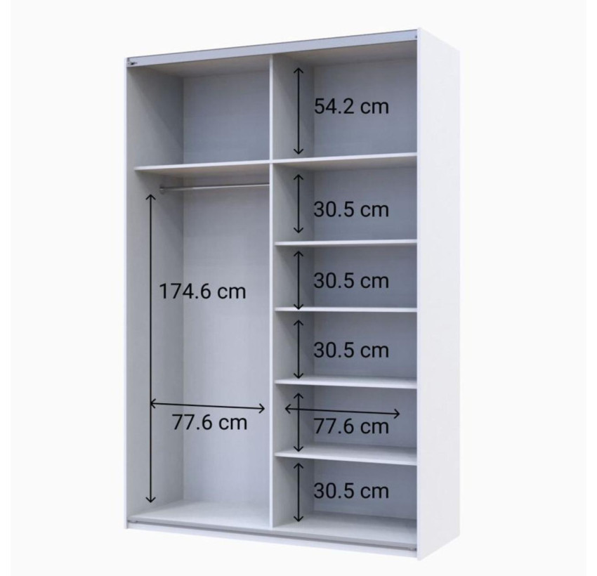 Шкаф купе Doros G-Caiser Белый 2 ДСП/3 части 160х60х240 (42002104)