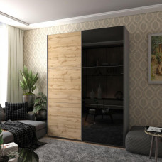 Шкаф-купе Doros G-Caiser Графит / Дуб Эвок 1 ДСП / 1 Стекло / 3 части 180х60х240 (42005015)