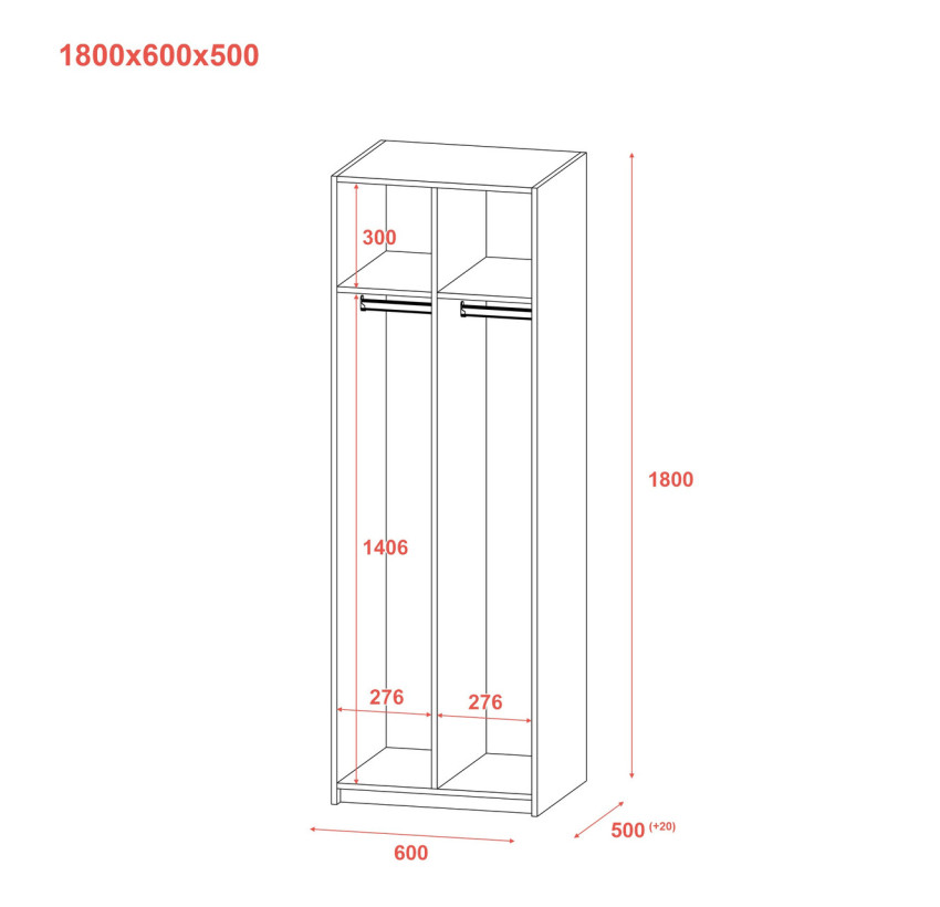 Раздевалка Doros 2-х секционная Графит 2 ДСП 60х52х180 (40512886)