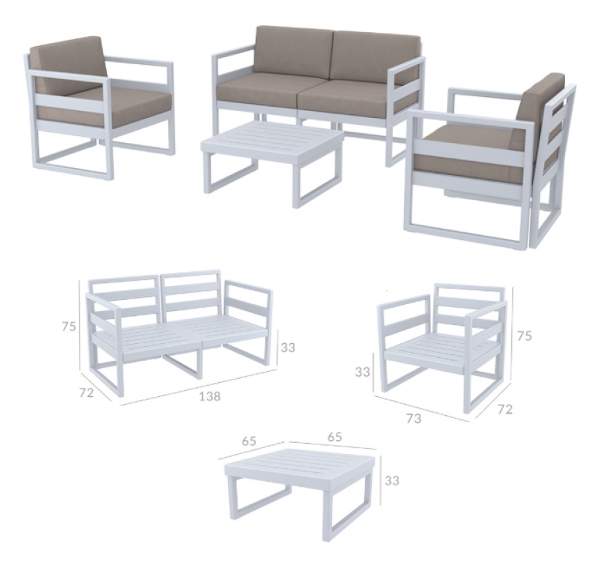 Комплект мебели для террасы Siesta Mykonos Lounge Set Gray Серый