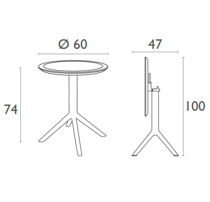 Комплект 2 стільця Siesta Sky Pro+  Стіл круглий Siesta Siesta Sky Folding Table 60 - Taupe