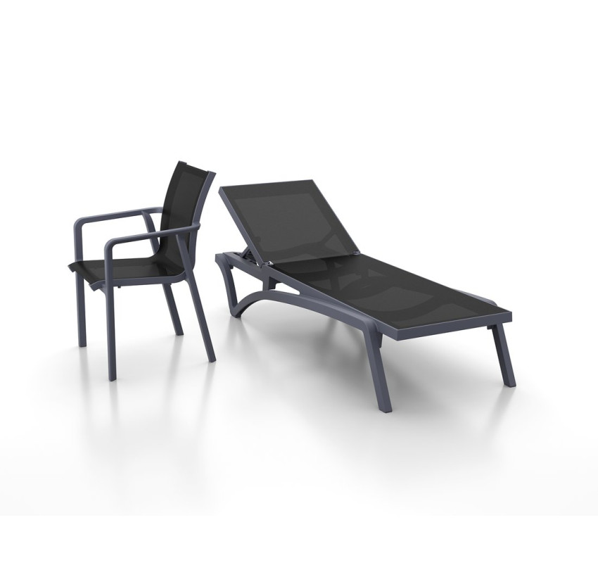 Шезлонг Siesta Pacific Dark Grey Black