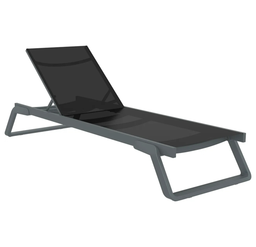 Комплект із 2 шезлонгів Siesta Tropic +  Стіл Siesta Ocean Side Table - Dark Grey Black
