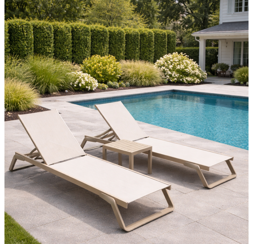 Комплект 2 шезлонга Siesta Tropic + Стол Siesta Ocean Side Table - Taupe