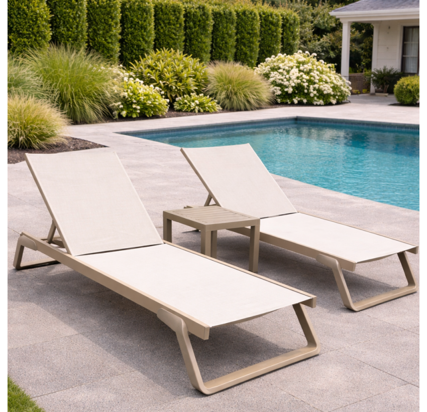 Комплект 2 шезлонга Siesta Tropic + Стол Siesta Ocean Side Table - Taupe