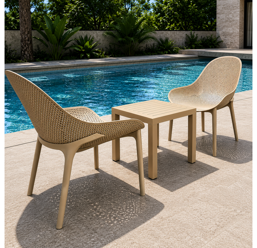 Комплект 2 стула Siesta Sky Lounge + Стол Siesta Ocean Side Table - Taupe
