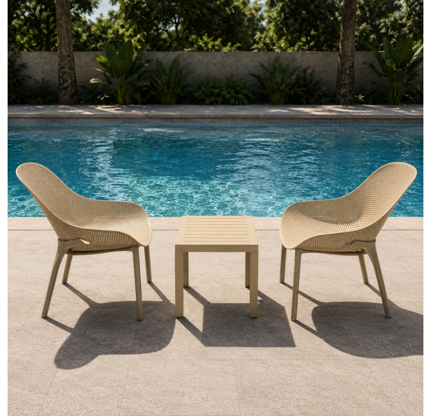 Комплект 2 стільця Siesta Sky Lounge +  Стіл Siesta Ocean Side Table - Taupe