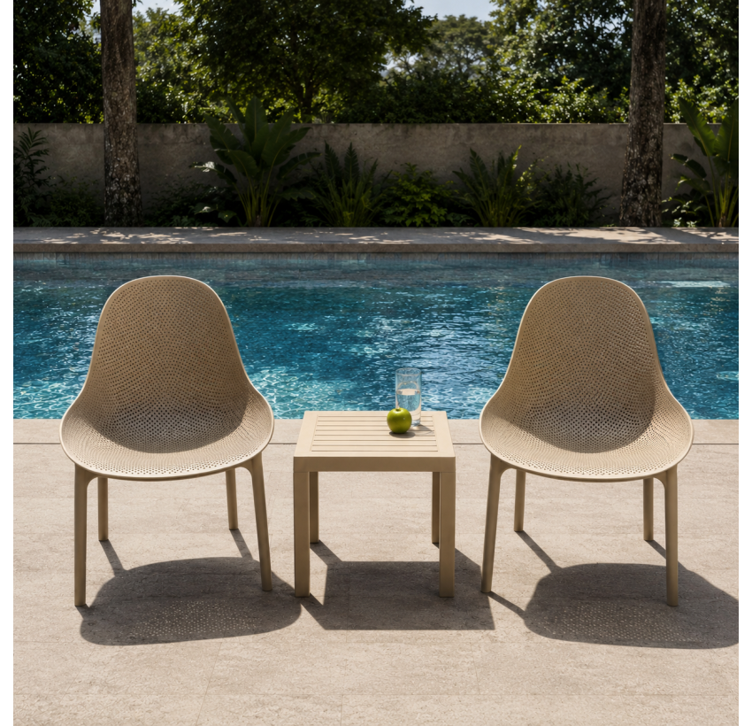 Комплект 2 стільця Siesta Sky Lounge +  Стіл Siesta Ocean Side Table - Taupe