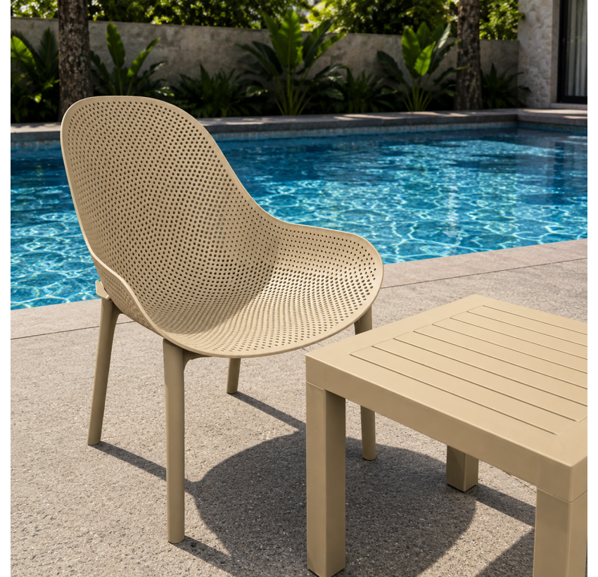 Комплект 2 стільця Siesta Sky Lounge +  Стіл Siesta Ocean Side Table - Taupe