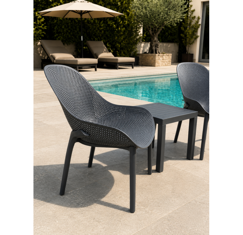Комплект 2 стільця Siesta Sky Lounge +  Стіл Siesta Ocean Side Table - Dark Grey
